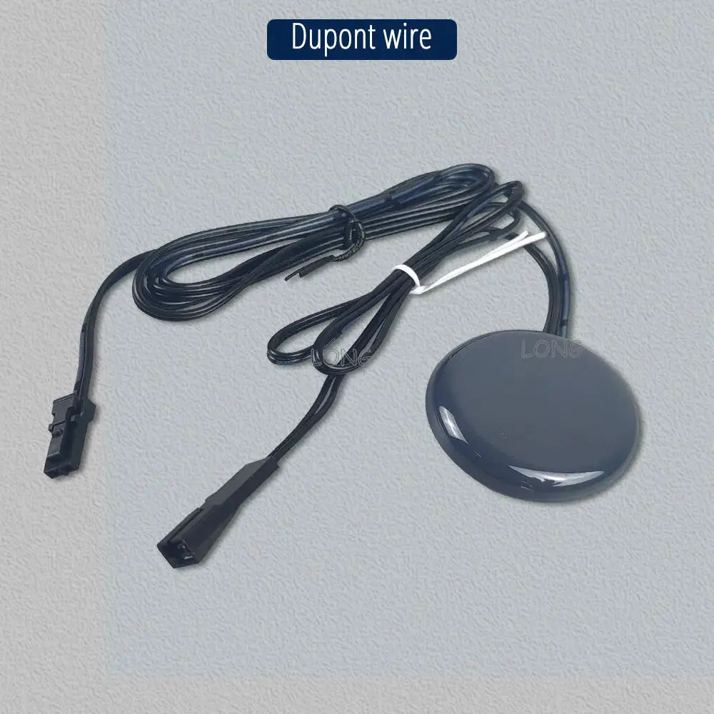 Touch dimming switch disk for cabinet; round black control with wired harness, hidden sensor, 5-24V DC