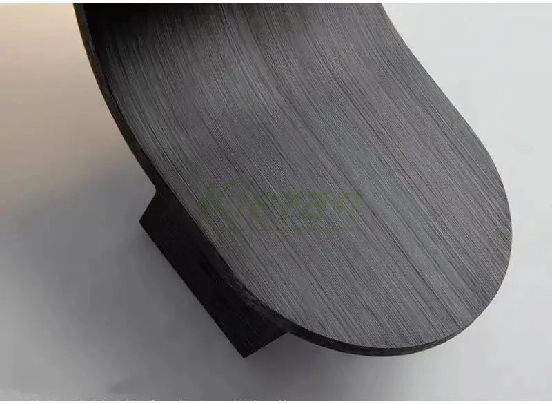 Skateboard-style Nordic LED wall lamp in dark wood grain finish for bedroom or living room.