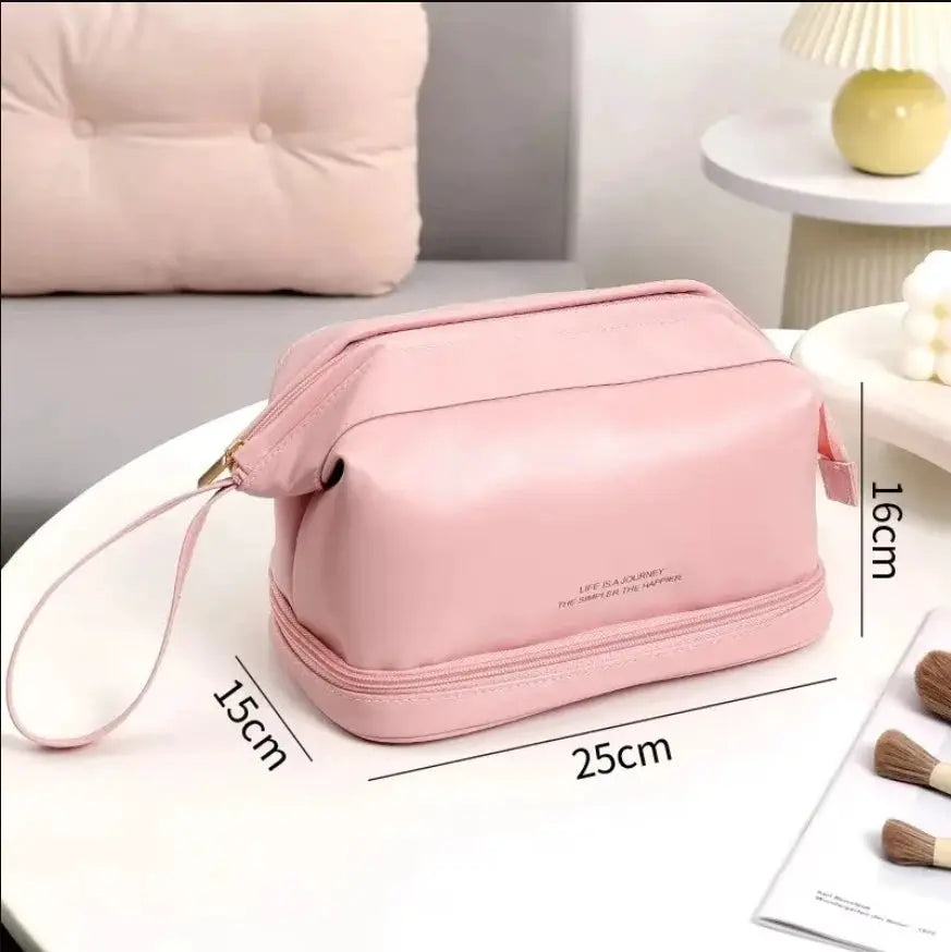 LuxeCase Cosmetics Storage Bag Waterproof Exterior Large Capacity for Effortless Travel Organization