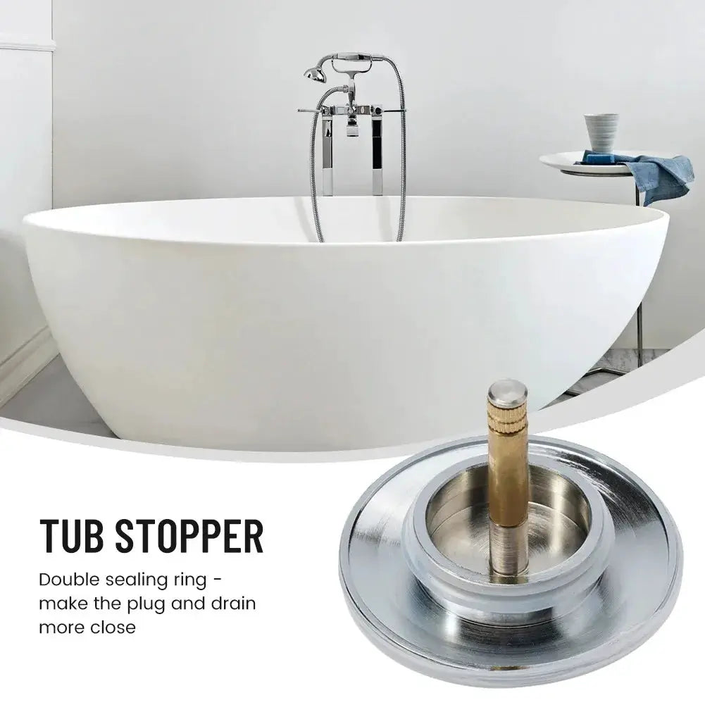 Tub stopper 70mm silver drain plug with double-sealing ring for most tubs, Simples Market