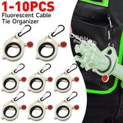 Simples Market cable tie organizer set, white circular holders with black inner rings and red side knobs, 9 pcs