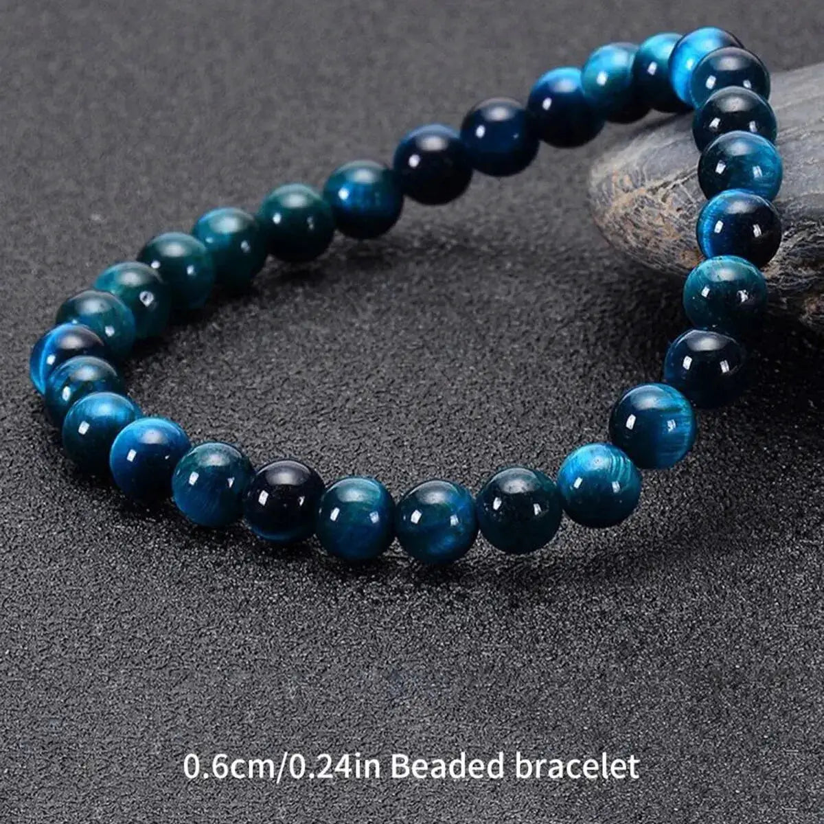 Blue Tiger Eye Stone Beaded Bracelet 6mm 8mm 10mm Minimalist Unisex Natural Stone Round Beads For Daily Wear