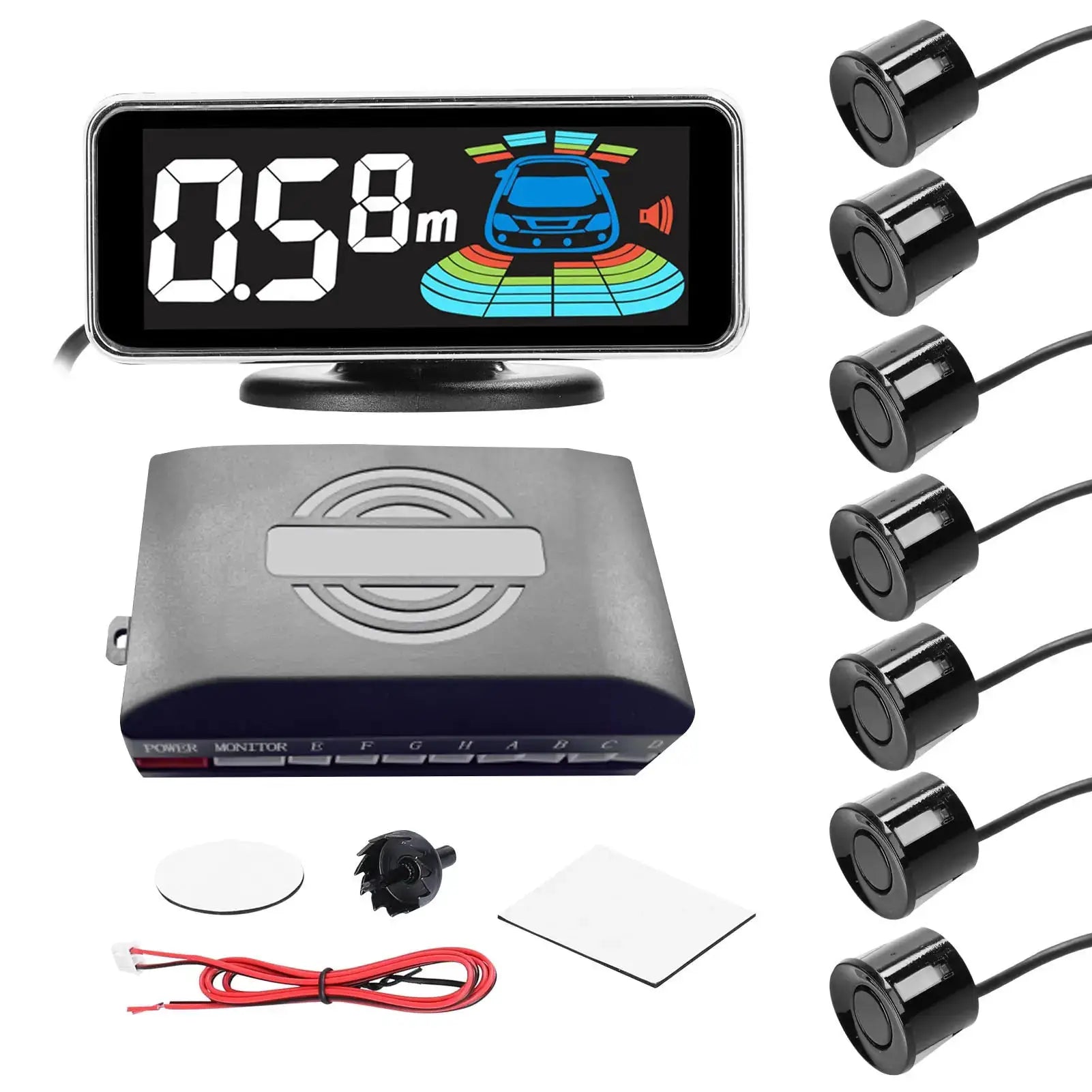 Simples Market 4-sensor rear parking system with LCD display and buzzer