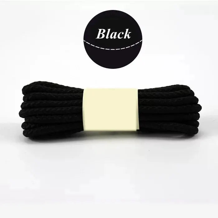 Black round shoelaces, 1 pair for sneakers and hiking boots, outdoor use