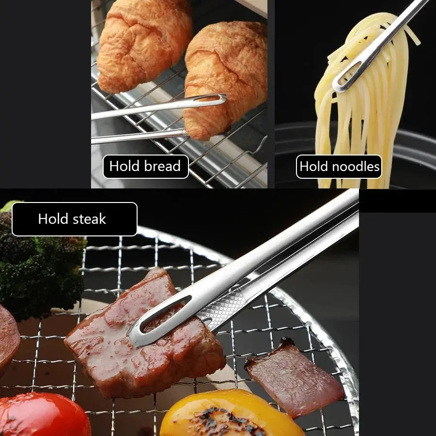 Long Stainless Steel Kitchen Tongs Non Slip Heat Resistant BBQ Grill Tongs For Steak Seafood Salad Buffet Cooking Tools