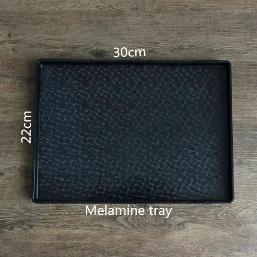 Melamine tray, black, 30x22 cm for bathroom organization.