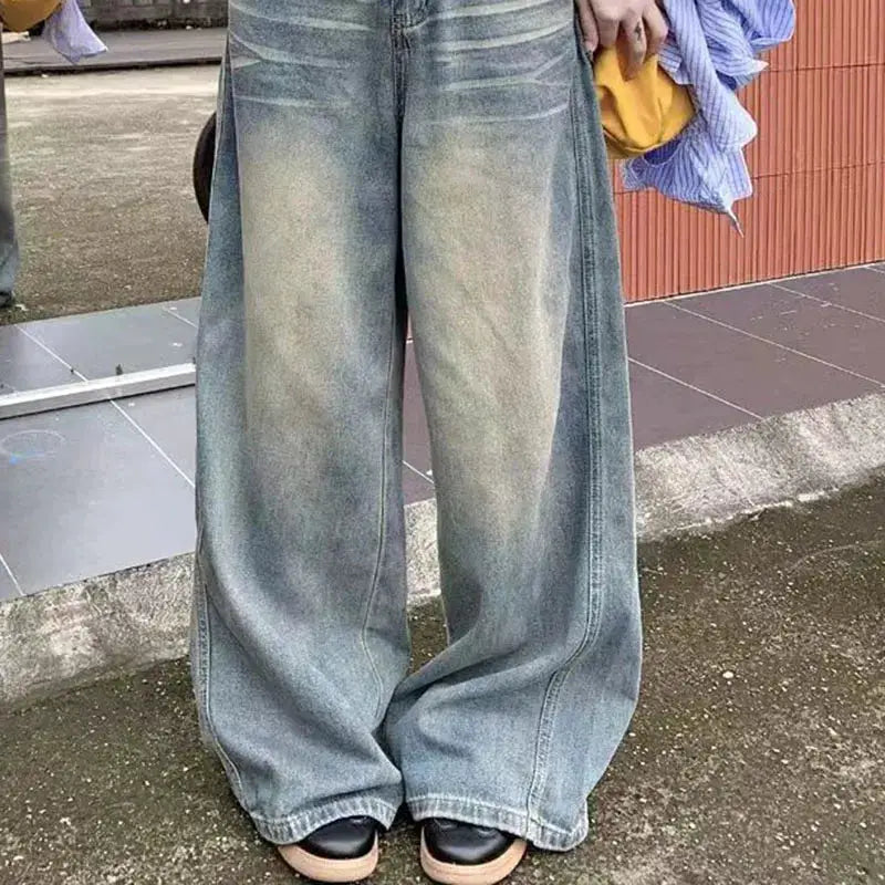 Vintage Y2K Wide Leg High Waisted Denim Jeans For Women Button Fly