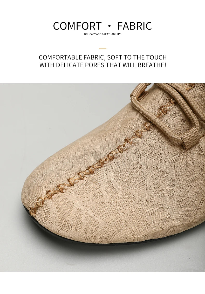 YRZL men's beige mesh loafers, breathable driving moccasin flats