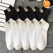 5 Or 10 Pairs Of High Quality Mens Outdoor Sports Casual Socks Black And White Soft Breathable Comfort Durability