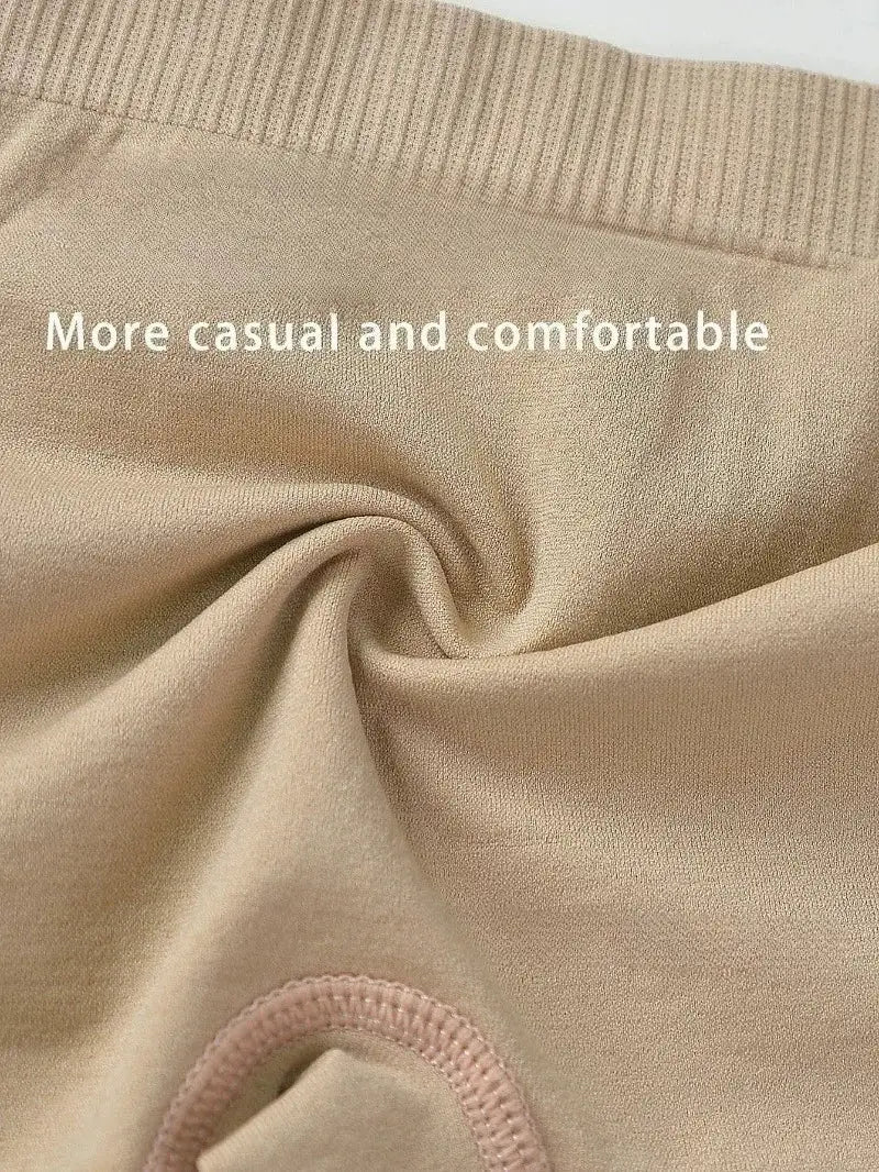 Seamless sports underpants skirt in beige; soft, stretchy fabric close-up
