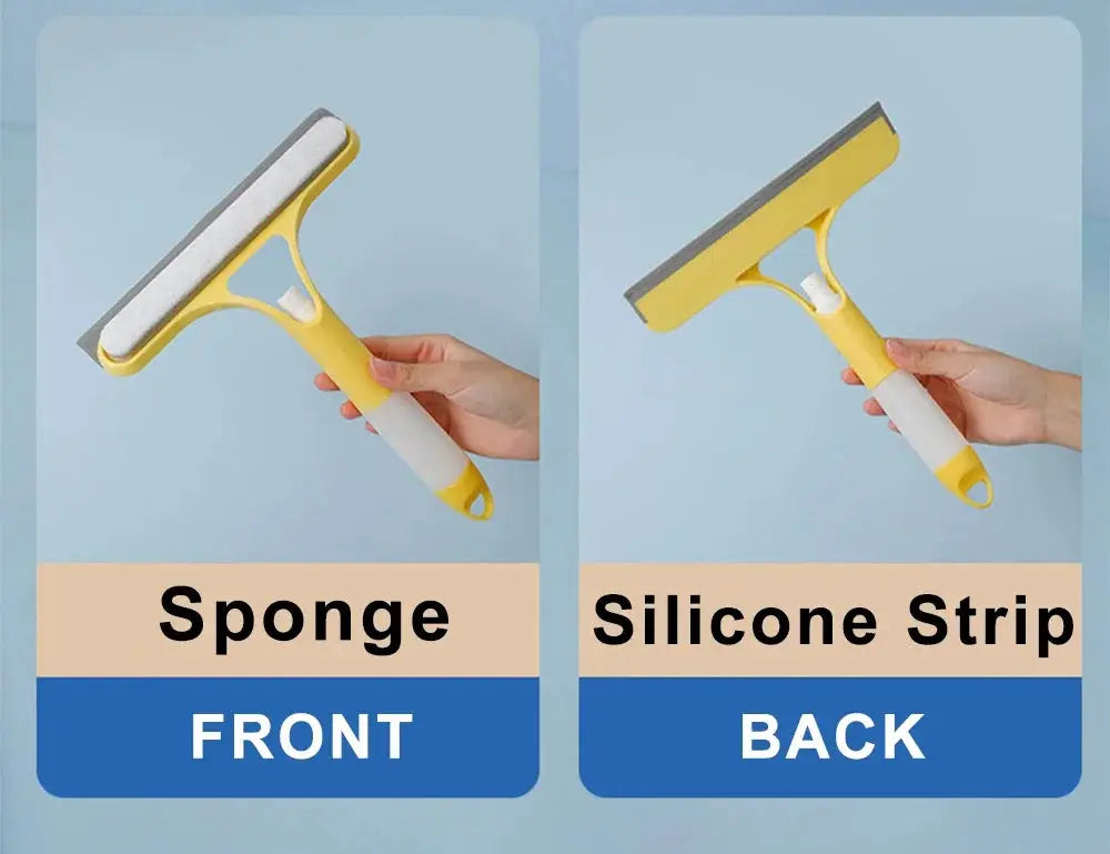 Simples Market 3-in-1 window cleaning squeegee with sponge front and silicone strip back, yellow handle