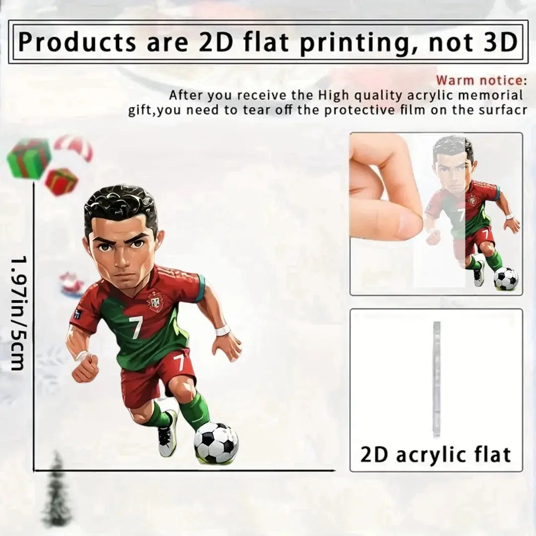 2D Ronaldo Keychain Cristiano Football Pendant Flat Acrylic Ornament