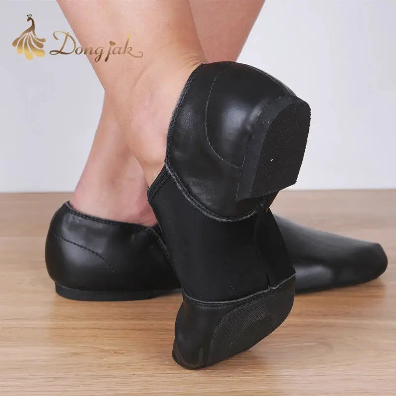 Genuine Leather Jazz Dance Shoes With Antiskid Sole For Adults Women And Girls Ballet Sneakers Tan Black High Quality