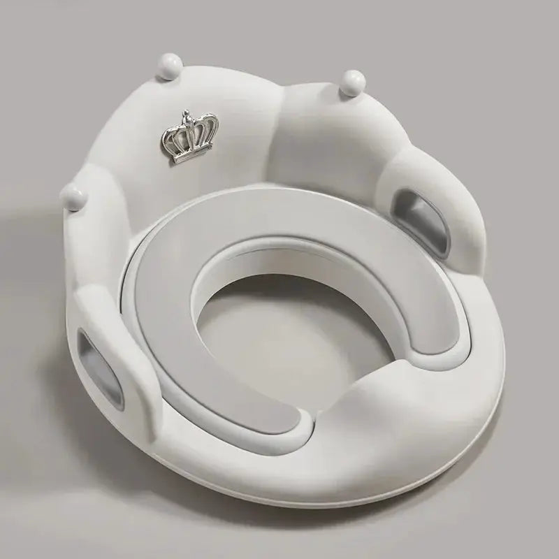 Baby and child toilet seat ring cushion, white plastic with soft padded rim