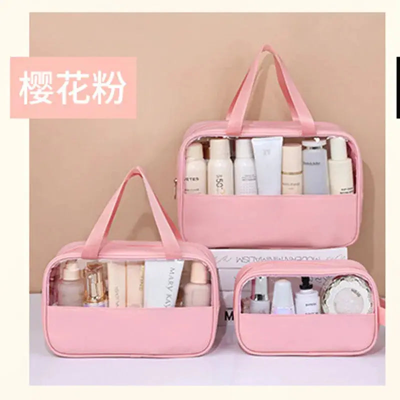 VoyageGlow Transparent Cosmetic Bag Large Capacity Waterproof Travel Makeup Organizer Clear PVC