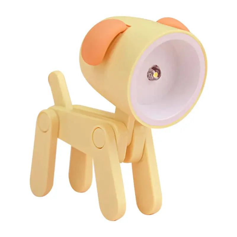 Animal-shaped mini LED night light desk lamp, yellow with orange ears, kid-friendly decor.