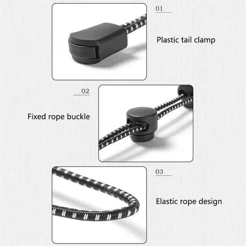 Trekking pole holder with elastic rope, black plastic tail clamp and rope buckle (2/4/6 pcs) by Simples Market