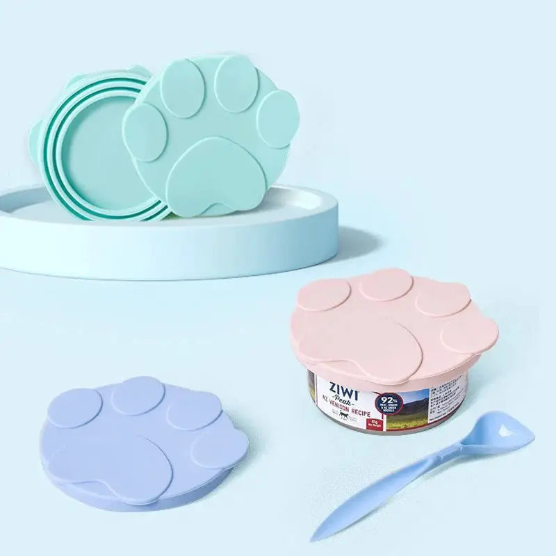 Portable Silicone 2-in-1 Pet Food Sealer Lid and Serving Spoon for Dogs and Cats Bowls