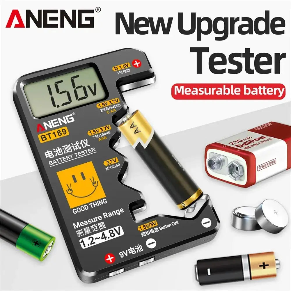 ANENG BT189 Battery Tester Universal For 9V N D C AA AAA Cells With LCD Display And Battery Status Indicator