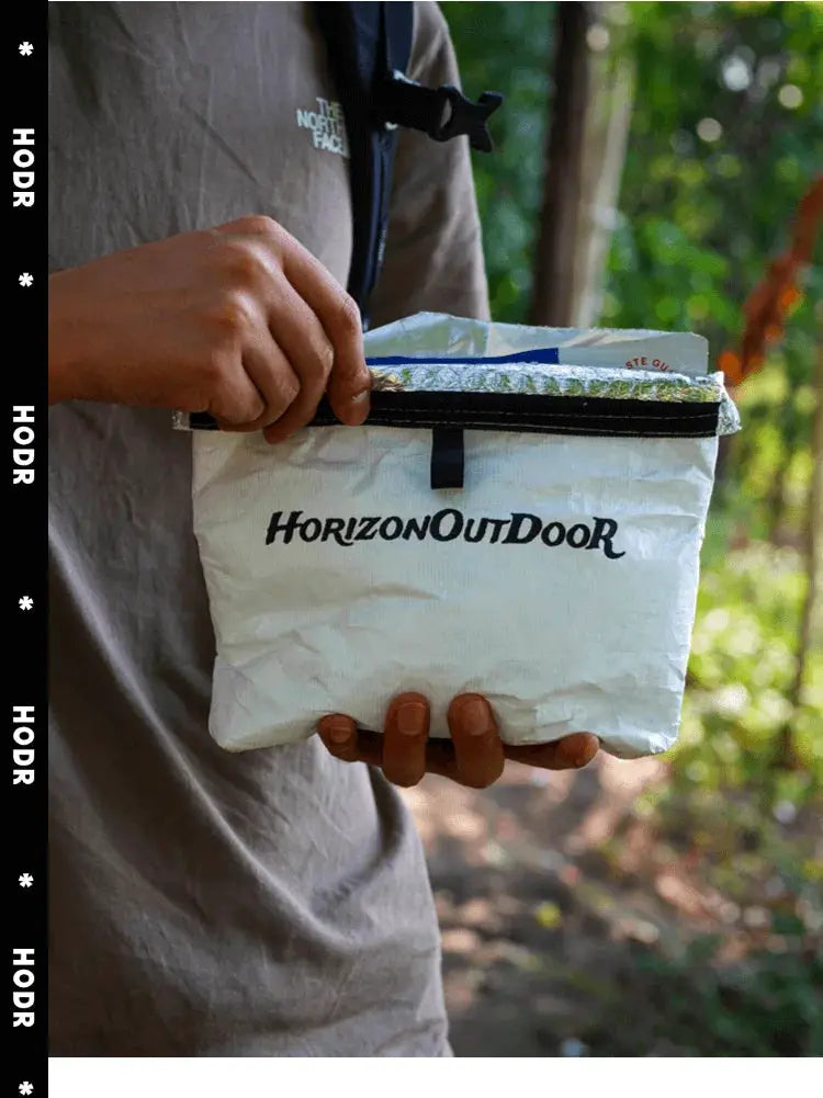 Tyvek insulated food pouch by HorizonOutdoor; white, ultralight and tear-resistant camping gear.