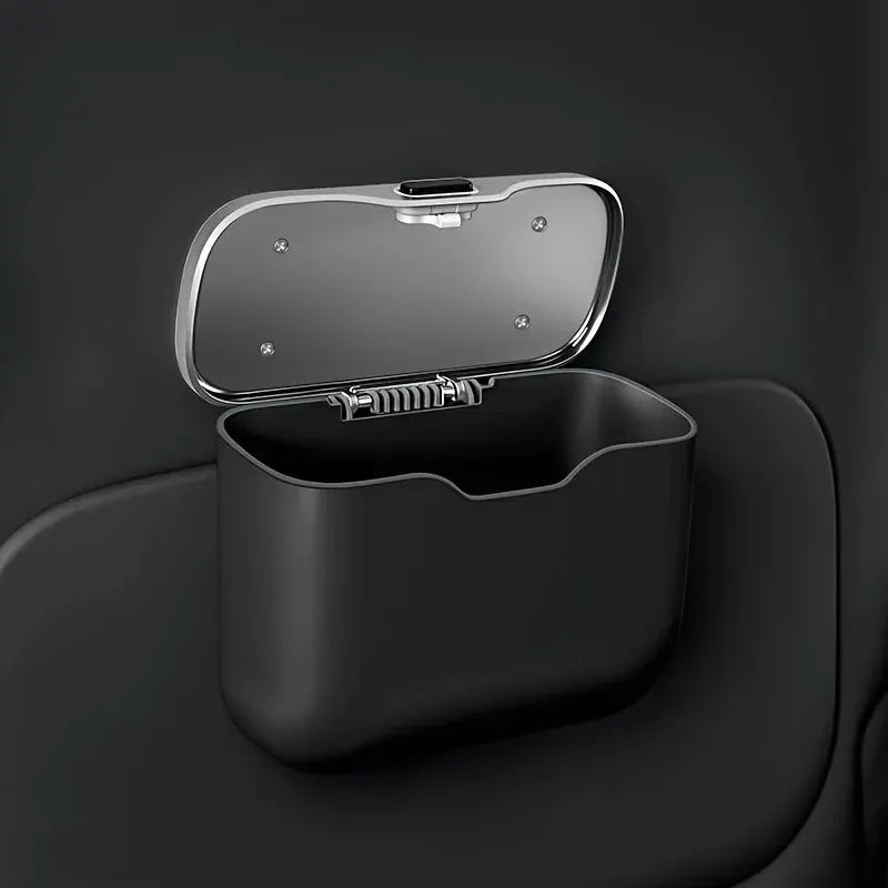 Car Trash Can With Lid Button Hanging Storage Bin For Wet And Dry Use Auto Interior Accessories Organizer Box