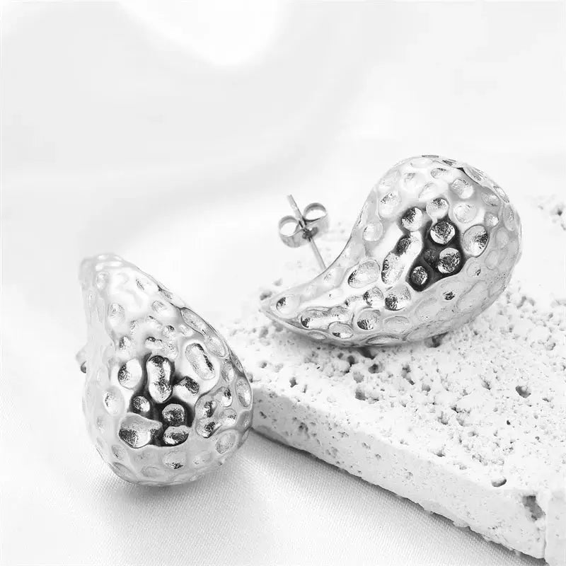 Vintage Chunky Dome Drop Earrings For Women Gold Plated Stainless Steel Teardrop Statement Wedding Jewelry Gifts