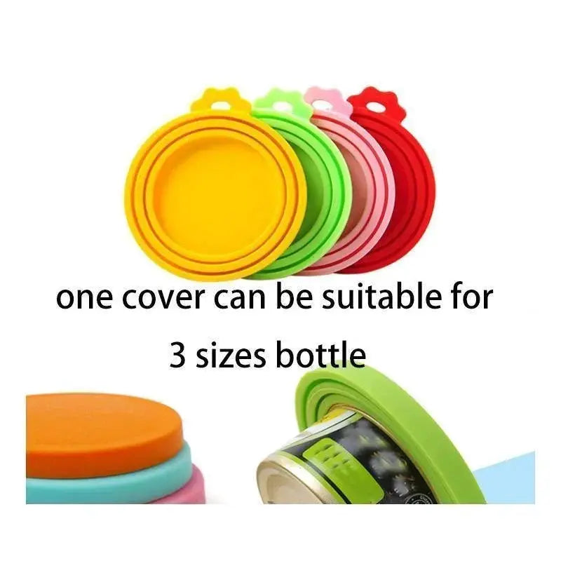 Reusable 3 In 1 Pet Food Can Silicone Cover Lid Airtight Seal for 8.5cm 7.5cm 6.5cm Cans Ideal for Dogs and Cats