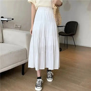 Women's High Waist A Line Pleated Skirt Lightweight Loose Fit For Summer Fashion And Solid Pattern