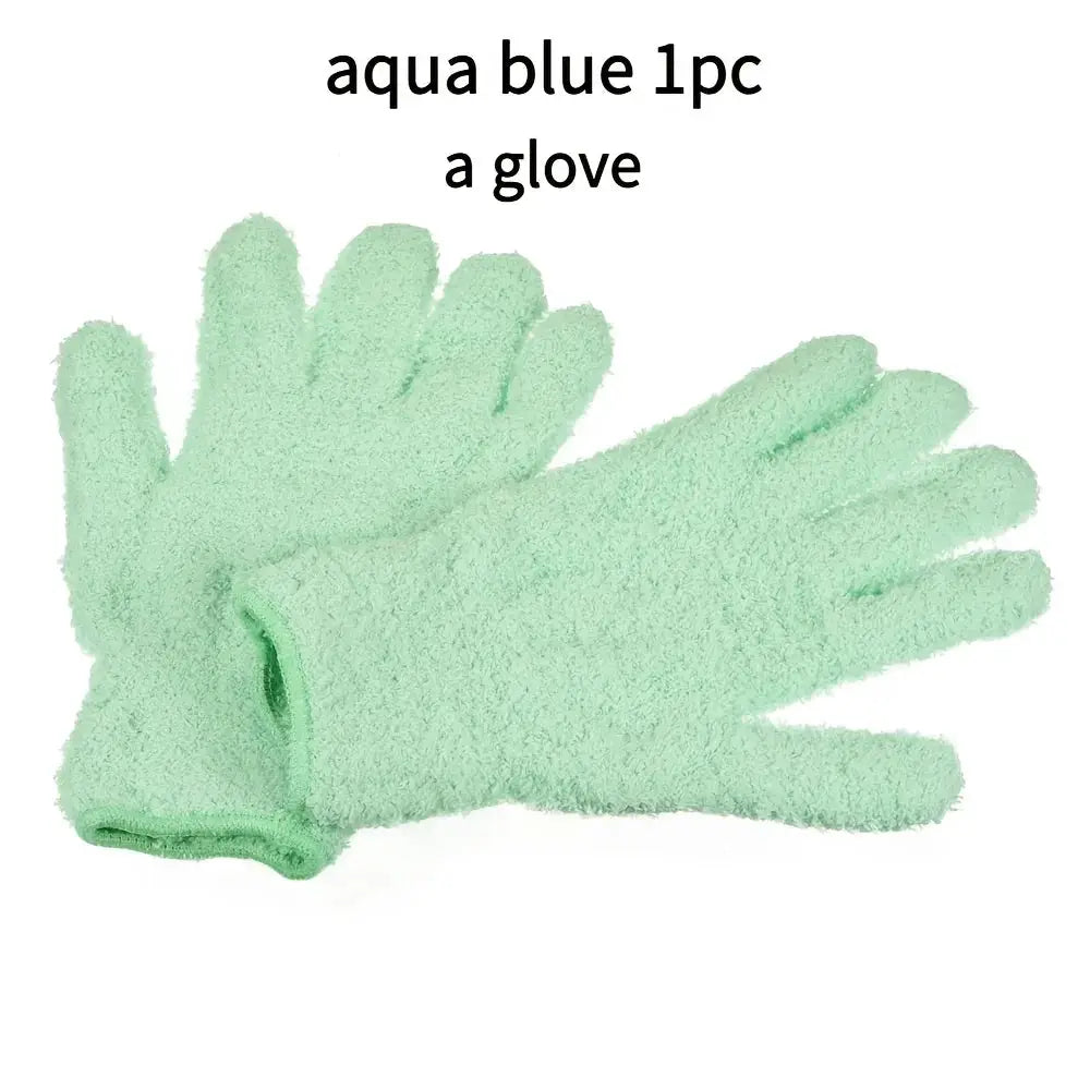 Microfiber dusting glove aqua blue, stretchable and breathable
