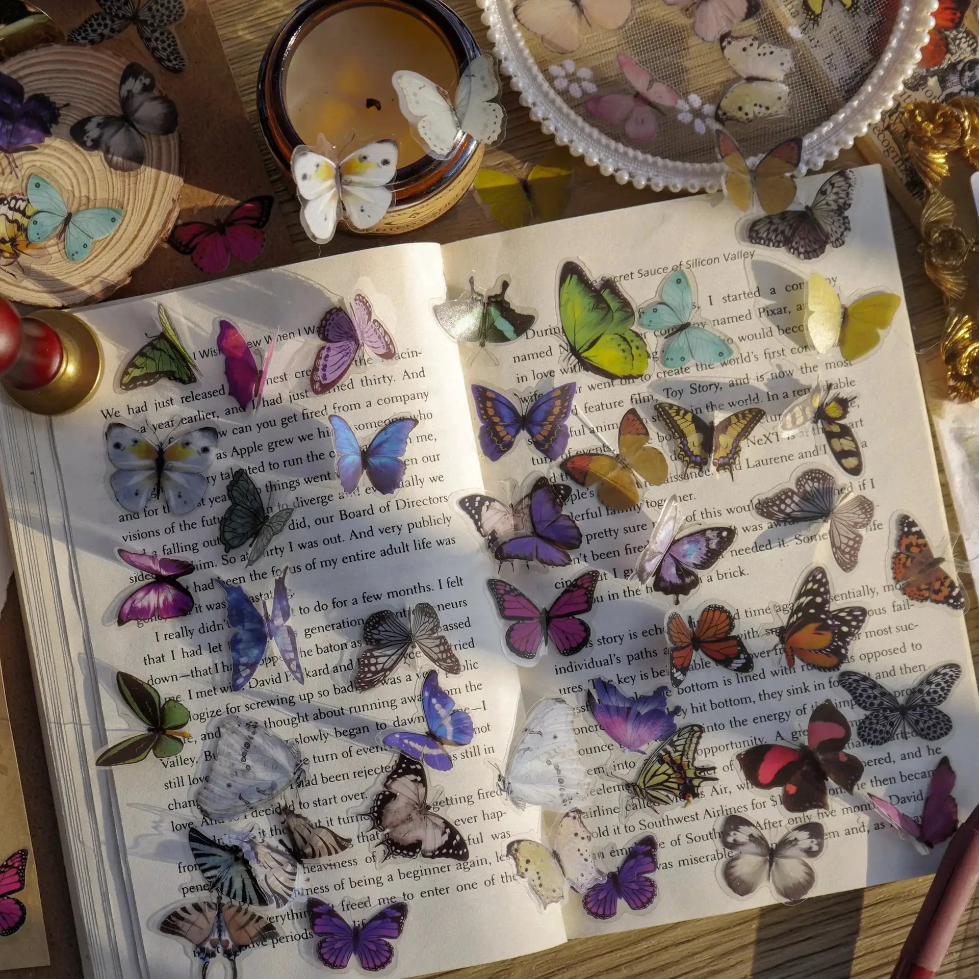 Journamm Butterfly Series 40 Pack PET Waterproof Stickers For Junk Journals Scrapbooks Collage And DIY Craft Aesthetics