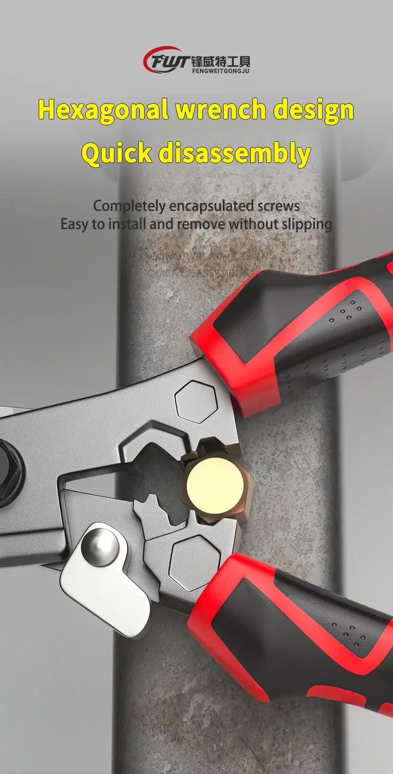 Multi Functional Electrician Scissors Crimping Wire Cutting Tool With Wrench For Metal Sheet And Cable Cutting