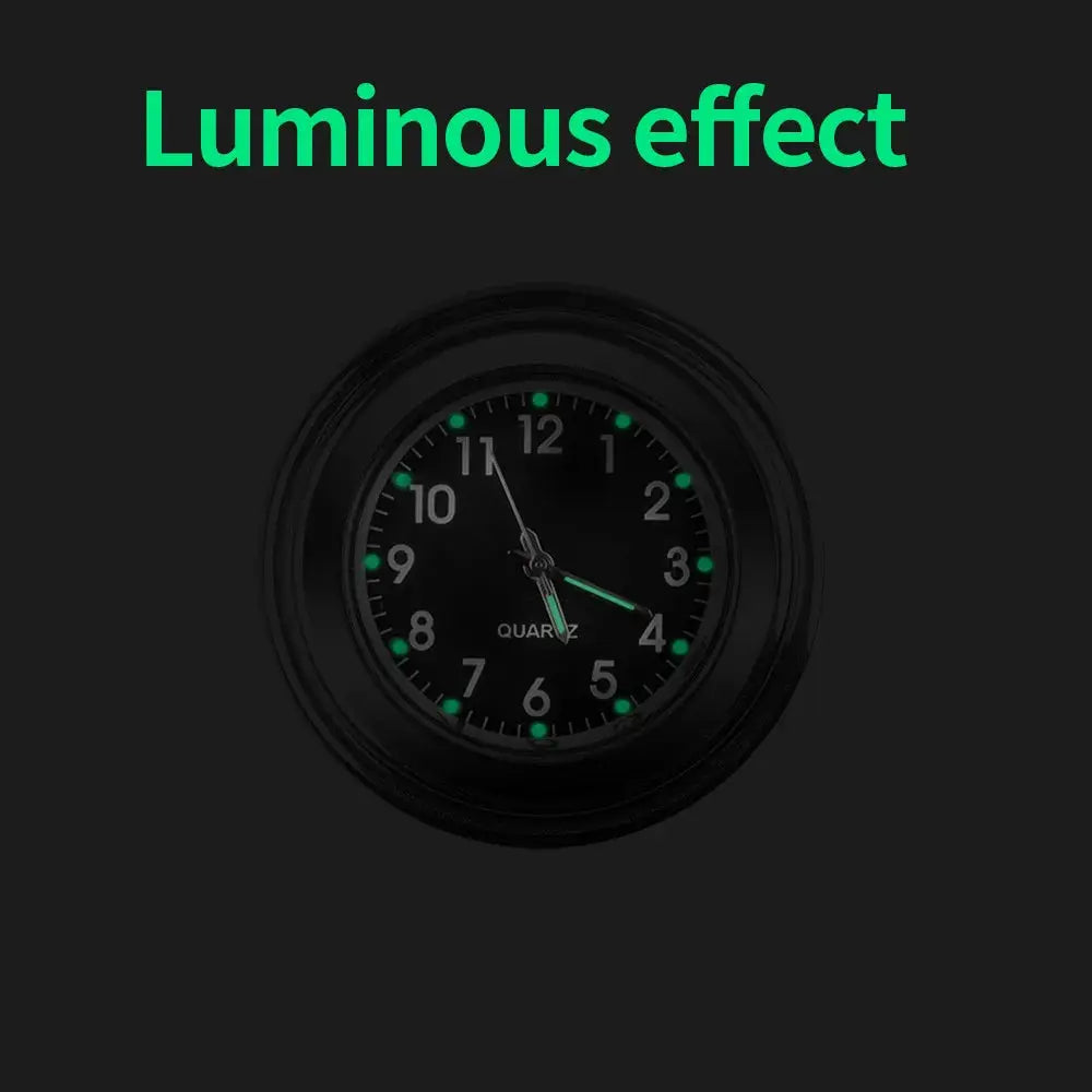 TrailForge Aluminum Quartz Handlebar Mount Watch Luminous Waterproof Time Display For Motorcycles Scooters Bicycles