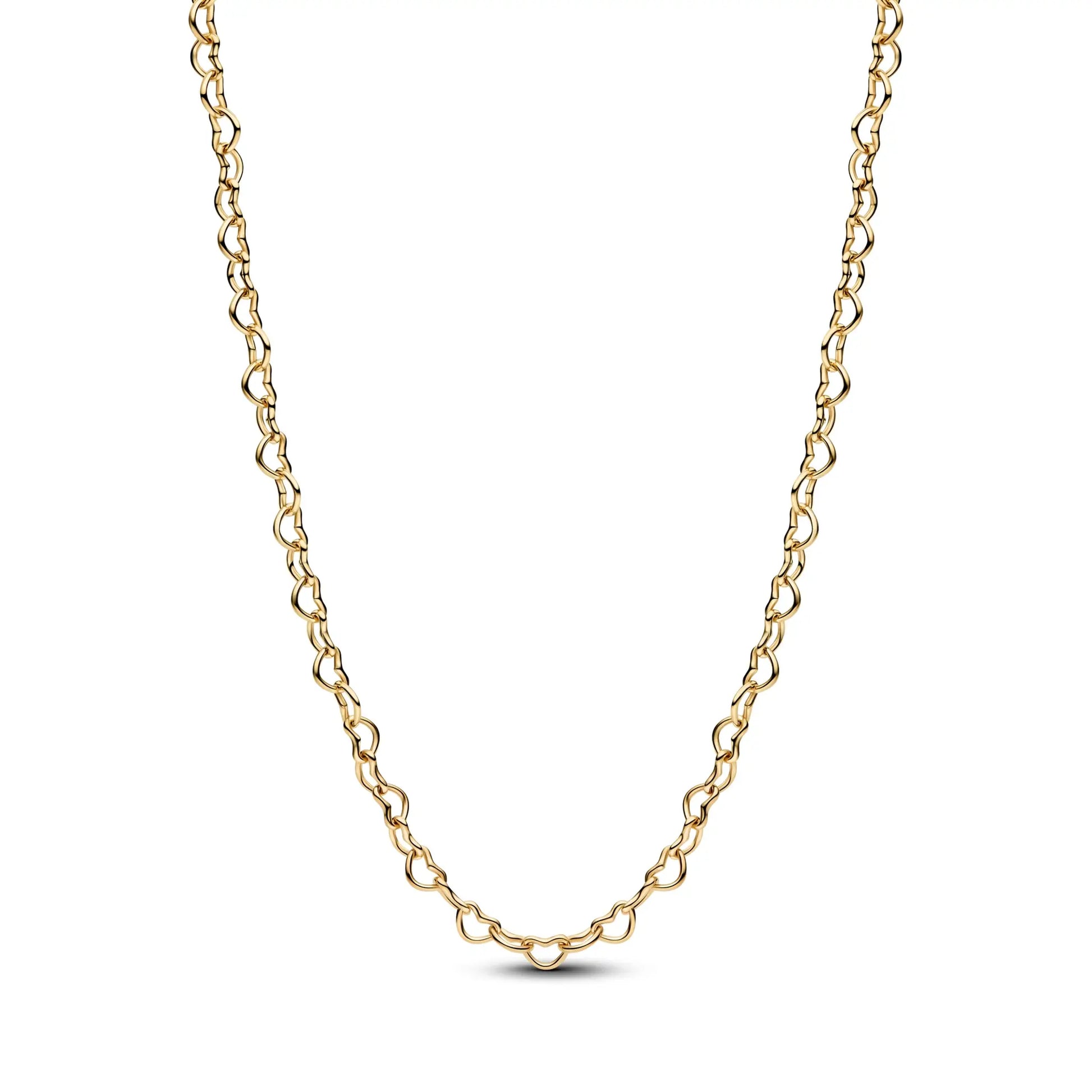 Gold-tone chain necklace with rounded interlocking links, elegant jewelry