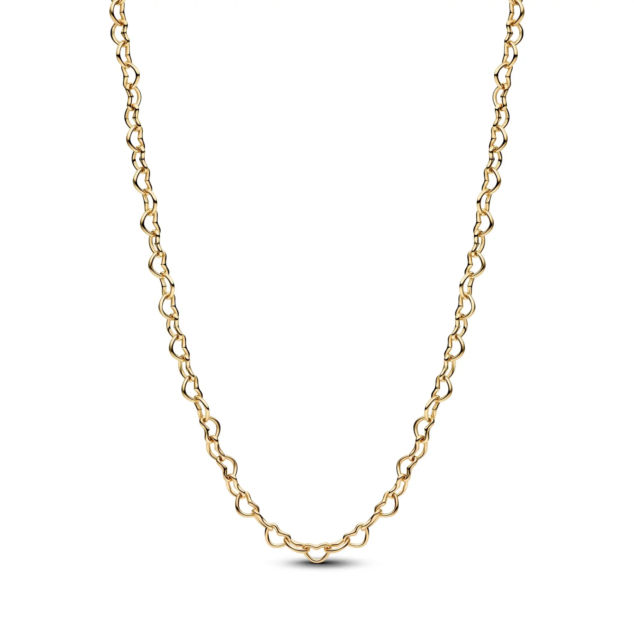 Gold-tone chain necklace with rounded interlocking links, elegant jewelry