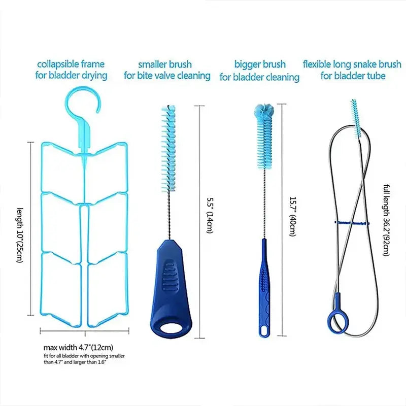 Simples Market 4-in hydration bladder cleaning kit with drying frame and four cleaning brushes