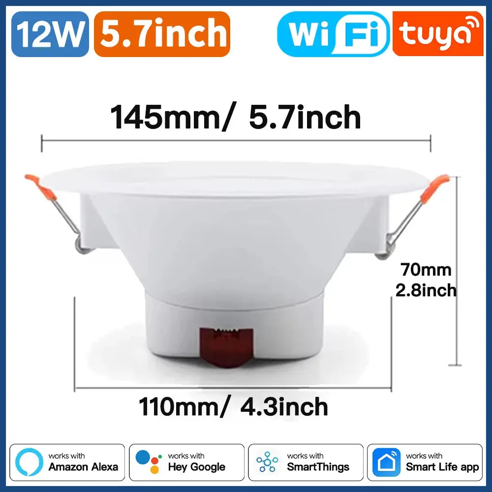 WiFi smart downlight LED RGB color-changing spotlight, Simples Market white finish, 12W, voice-controlled
