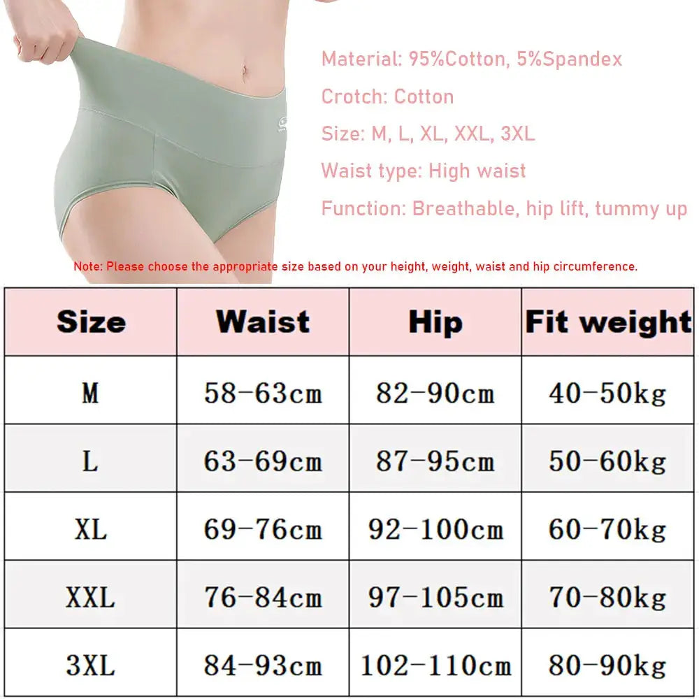 Simples Market 5-pack women's high-waisted cotton underwear; tummy control, hip lift, breathable, comfortable.