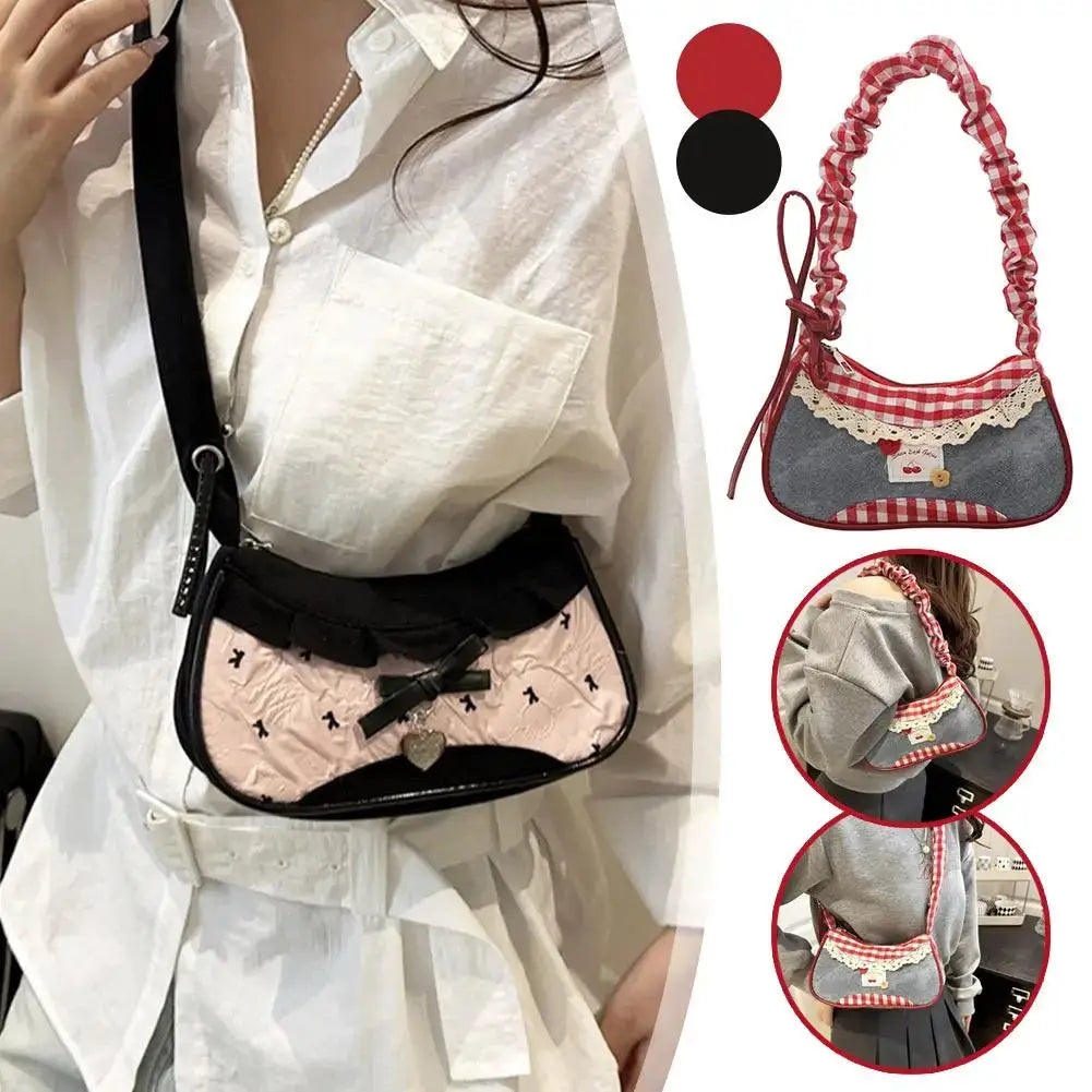 Fashion Grid Mini Handbag With Adjustable Shoulder Strap For Crossbody Or Handheld Use For Everyday Commute