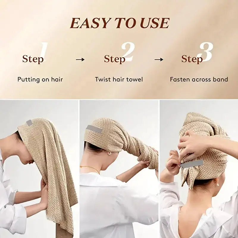 Extra Large Microfiber Hair Towel Wrap With Elastic Band Quick Dry Ultra Absorbent Soft Turban