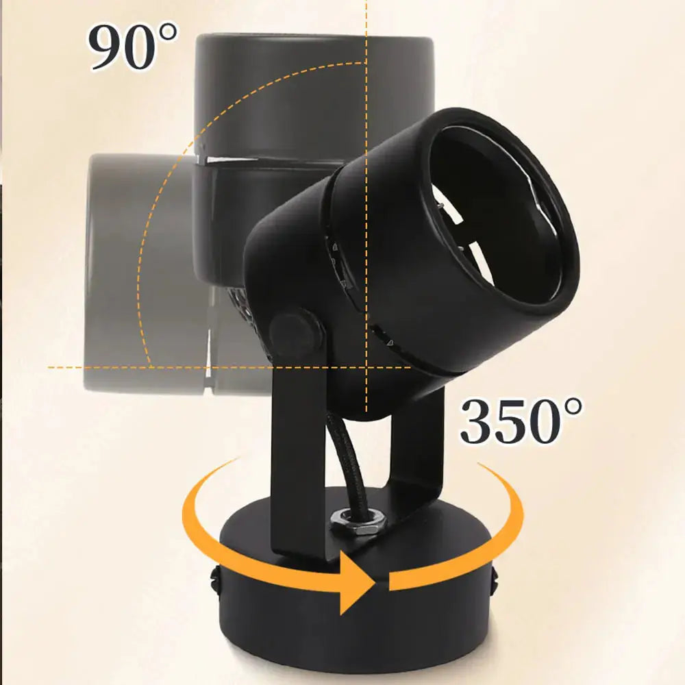 Simples Market LED shop ceiling spot lamp with GU10, black metal, adjustable 90° tilt and 350° rotation