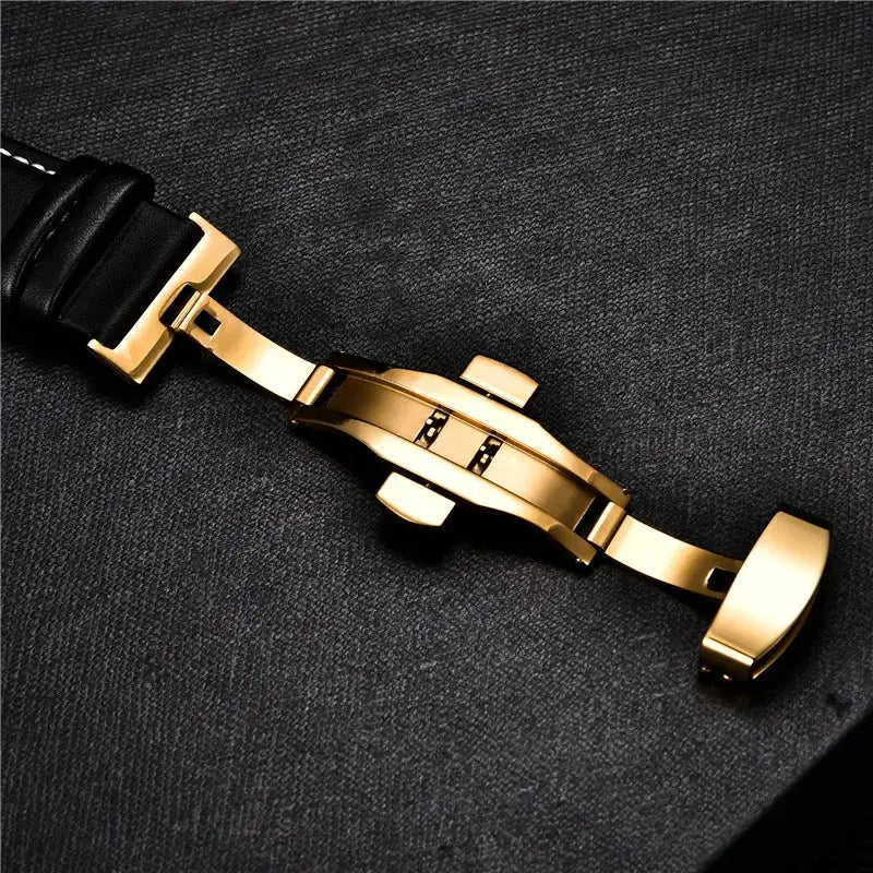 TimberWing Leather Watch Band 18mm 20mm 22mm 24mm Genuine Leather With Stainless Steel Butterfly Buckle Clasp