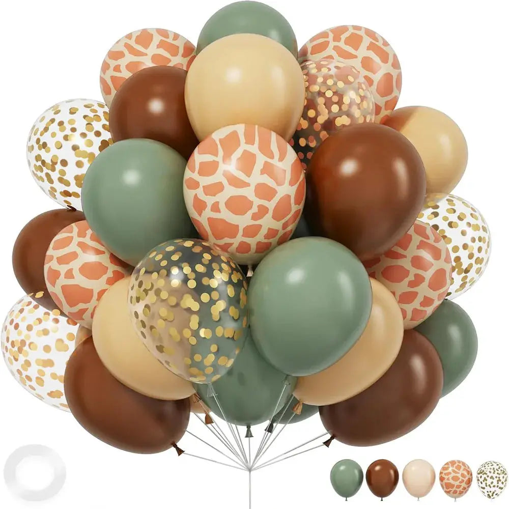 Jungle Animal Themed Latex Balloons Set For Birthday Party Decoration Baby Shower And Event Celebration