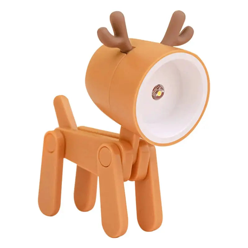Mini LED night light orange deer-shaped folding desk lamp, cartoon kid-friendly bedside decor