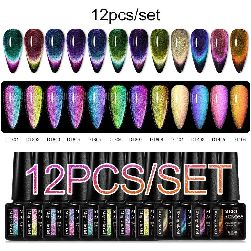 Gel nail polish set, 12 pcs by Simples Market, pink glitter and macaron blue shades for manicure