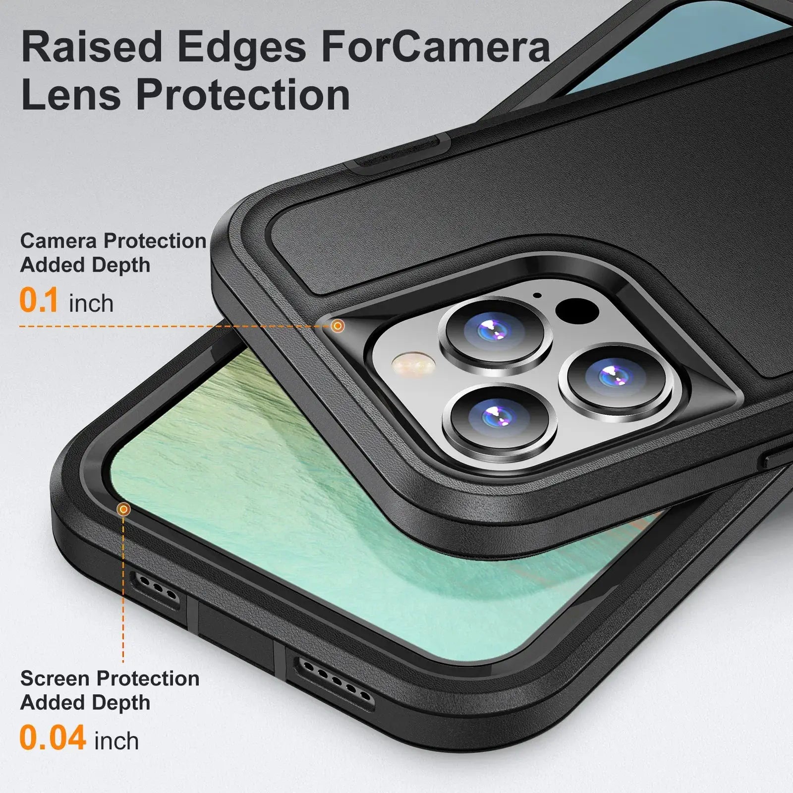 Simples Market 3-in-1 Defend Armor shockproof phone case for iPhone, black TPU back cover with camera lens protection