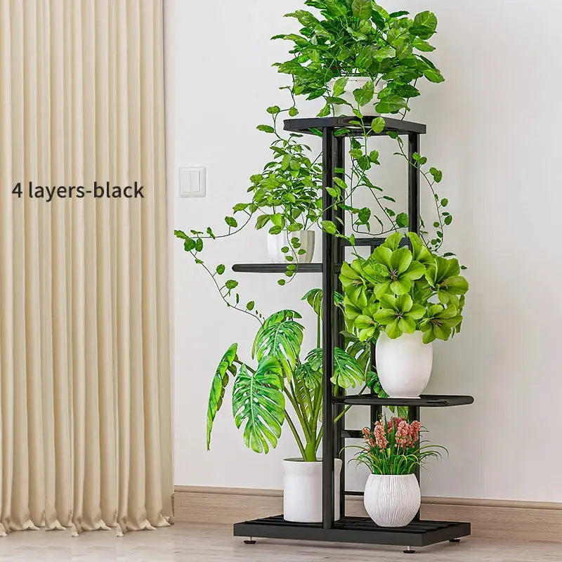 Cordlal Shining Iron Plant Stand Six to Eight Layers Flower Pot Rack Organizer for Home Garden Decor