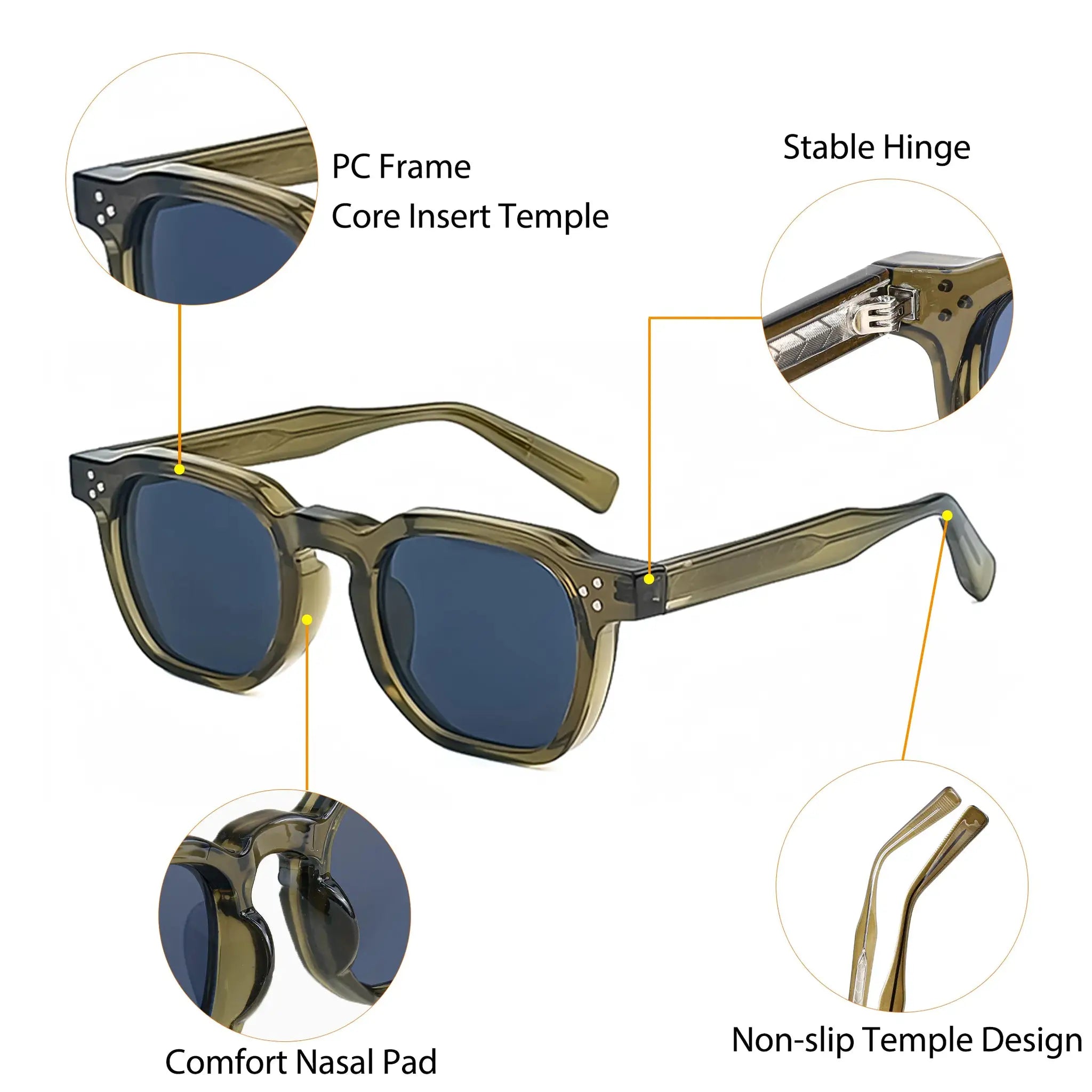 Caterside Fashion Unisex Small Frame Square Sunglasses Personalized Design With UV400 Lenses