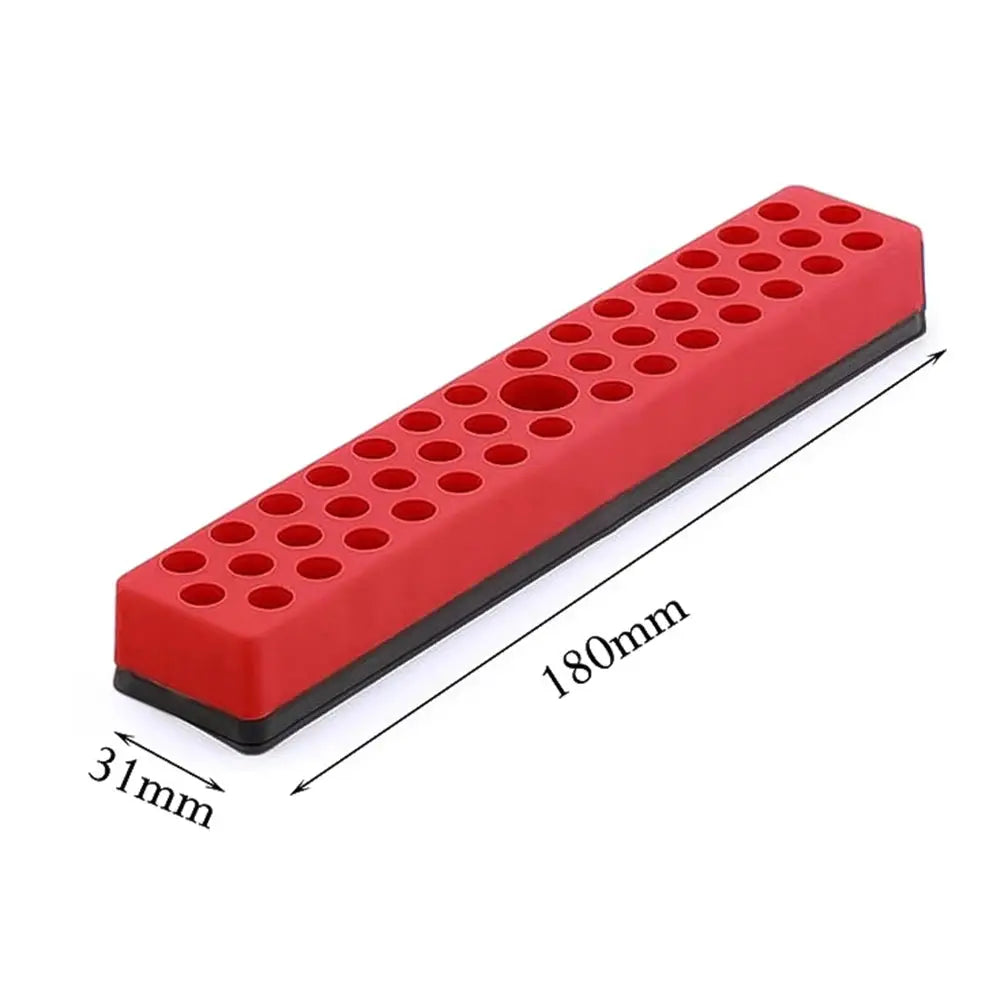 Simples Market 43-hole magnetic hex bit holder organizer for 1/4in bits, red, 180mm long