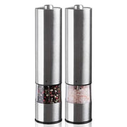Electric Salt and Pepper Grinder Set Stainless Steel One Handed Operation Automatic Spice Mill with Light for Kitchen