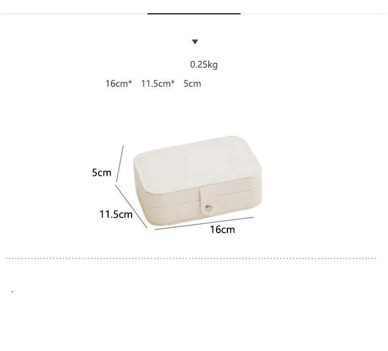 VoyageLux Leather Portable Jewelry Storage Box Travel Organizer For Earrings Necklaces Rings Case